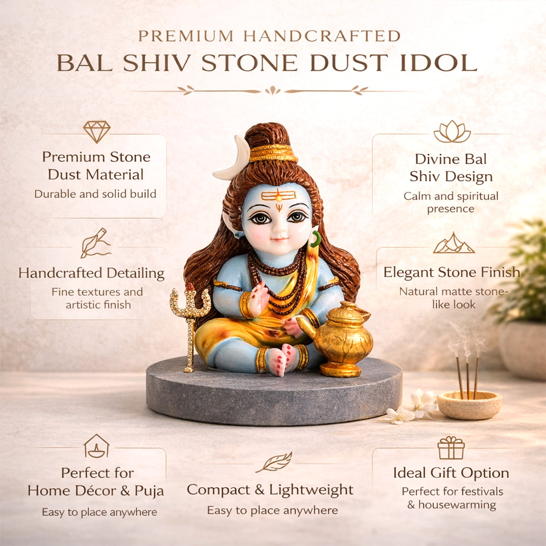 Bal Shiv – The Adorable Form of Mahadev in Blue Marble Elegance
