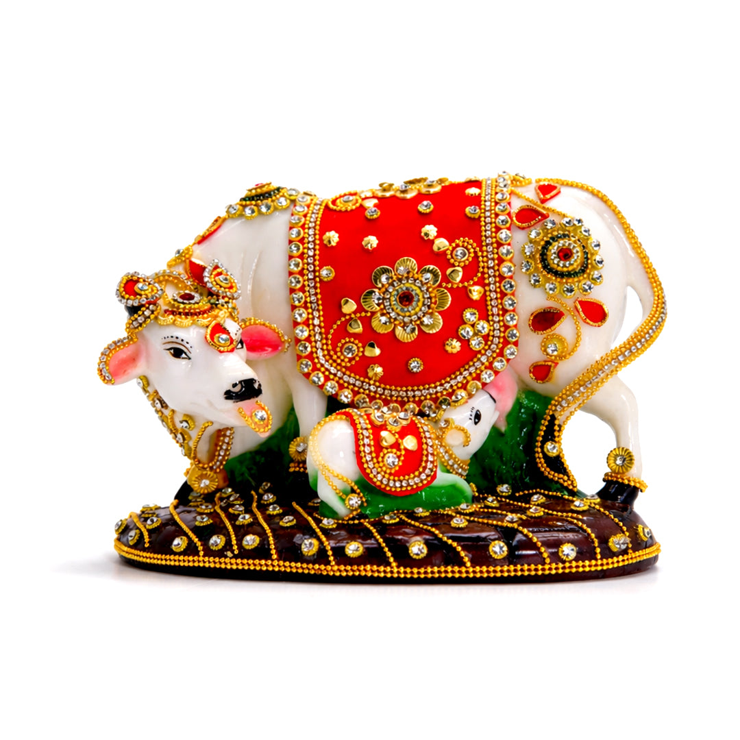 Kamadhenu & Calf – The Bejeweled Divine Cow of Prosperity and Blessings