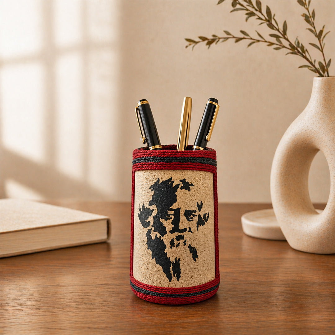 Traditional Bengali Craft Flower Vase with Rabindranath Design