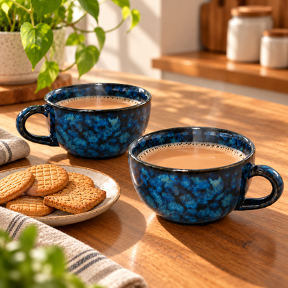 Handcrafted Ceramic Tea Cup in Deep Blue