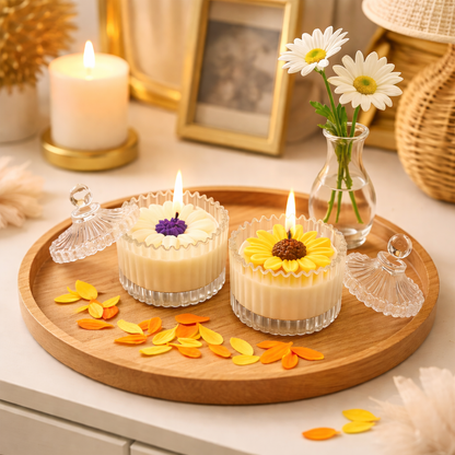 Royal Daisy scented candle combo