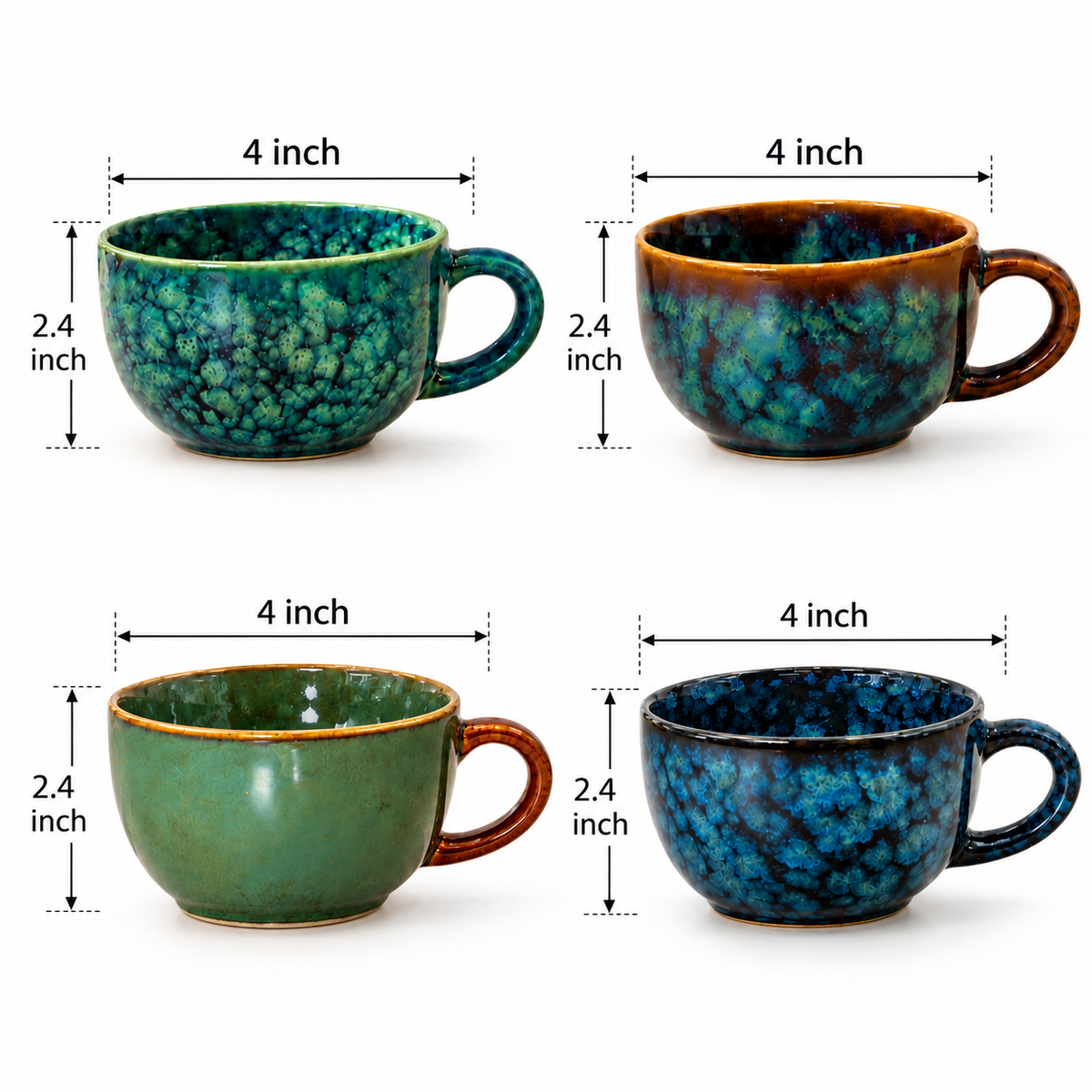 Handcrafted Ceramic Coffee and Tea Cups Set of 4