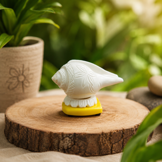 Handcrafted Conch Shell Showpiece | Decorative Shankh with Stand | Spiritual & Vastu Home Décor I Tranquil Sound Shankh