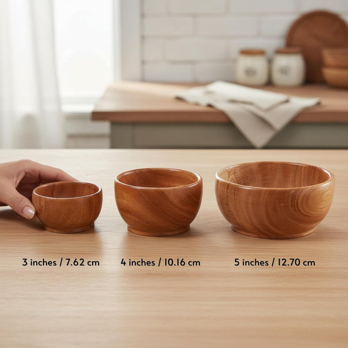 Mahogany Wooden Dry Fruit Bowl (5 Inch) | Small Snack Bowl for Cashews, Almonds, Namkeen & Dessert