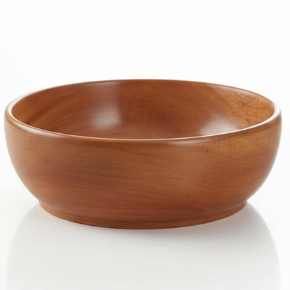 Premium Mahogany Wooden Bowl (8 Inch) – Large Food Safe Salad & Fruit Bowl for Dining Table