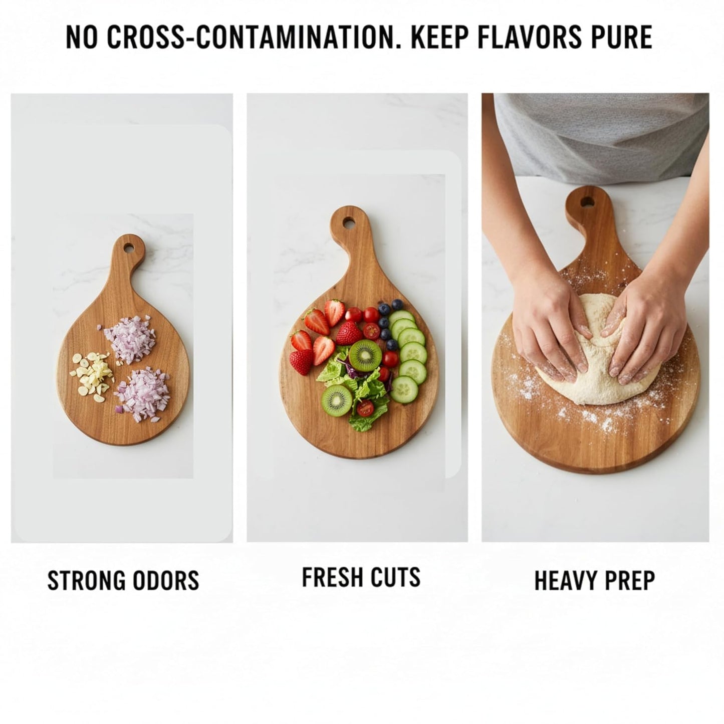 Wooden Chopping Board Set (Pack of 3) with stand| Small, Medium & Large Single Block Mahogany Boards I Chop Champ
