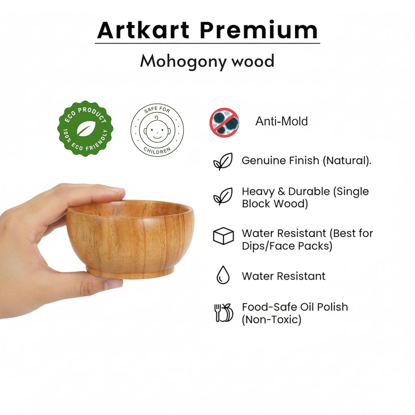 Premium Mahogany Wood Small Bowl (4 Inch)