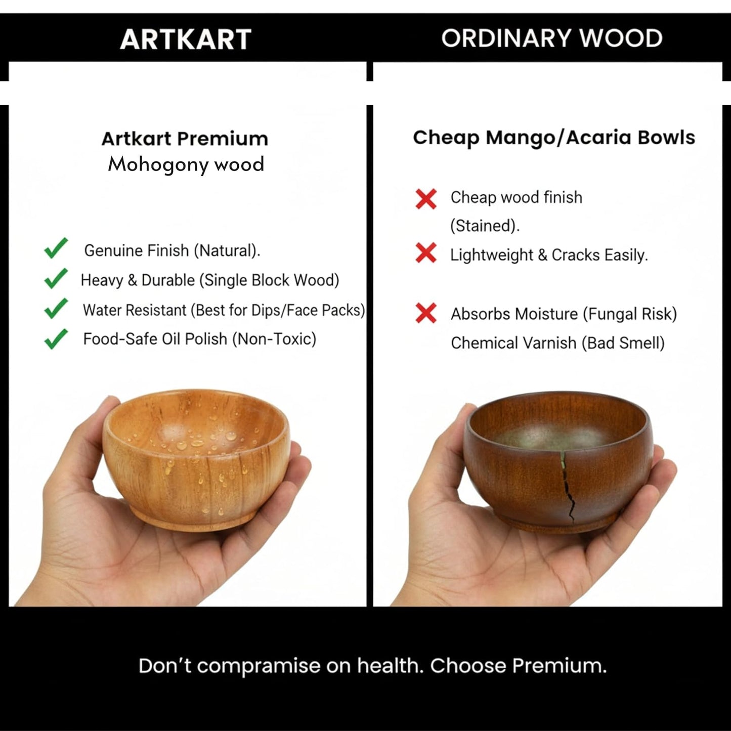 Premium Mahogany Wood Small Bowl (4 Inch)