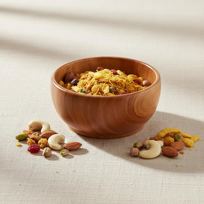 Mahogany Wooden Dry Fruit Bowl (5 Inch) | Small Snack Bowl for Cashews, Almonds, Namkeen & Dessert