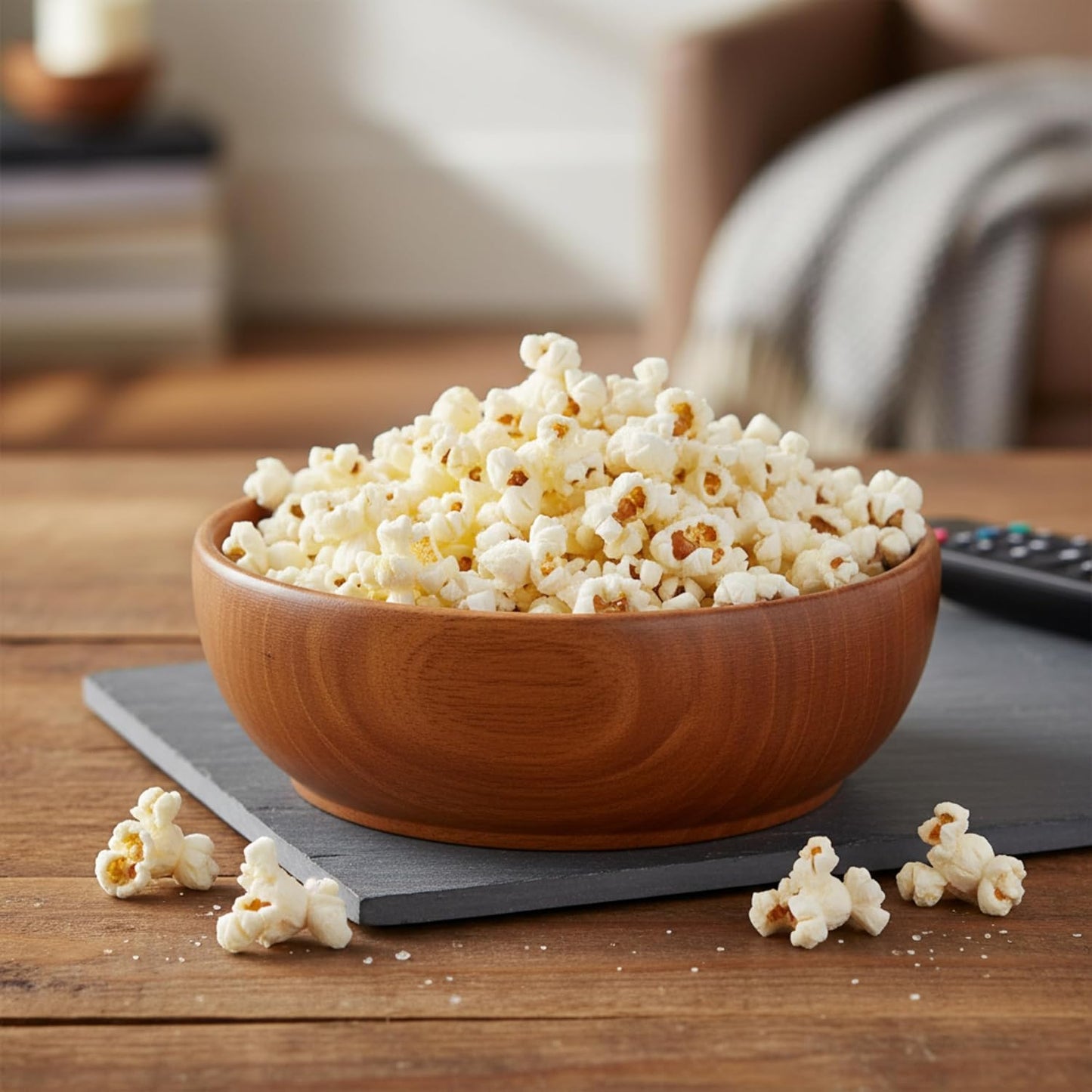 Mahogany Wooden Sharing Snack Bowl (7 Inch) | Deep Serving Bowl for Popcorn, Chips, Nachos & Bhel Puri