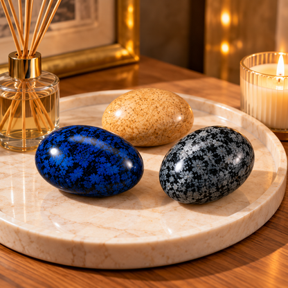 Decorative Ceramic Stone Pebbles – Set of 3 Textured Accent Stones