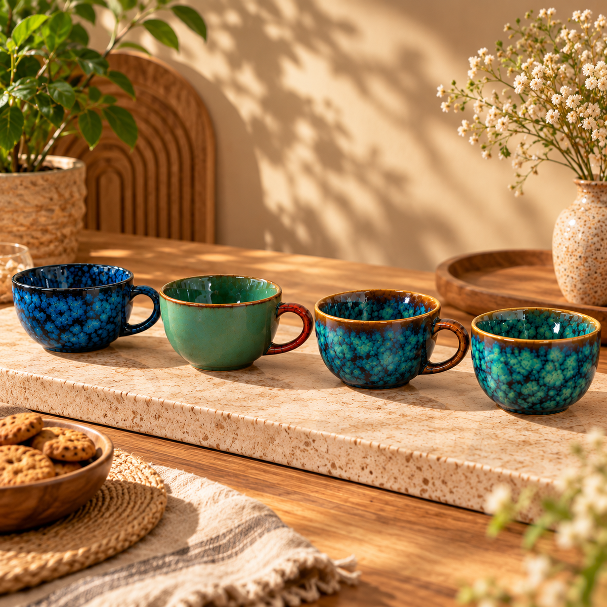 Handcrafted Ceramic Coffee and Tea Cups Set of 4