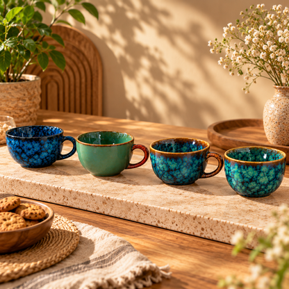 Handcrafted Ceramic Coffee and Tea Cups Set of 4