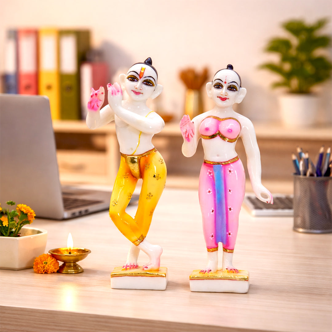 Divine Duo of Bliss – Radha Krishna Marble Artistry