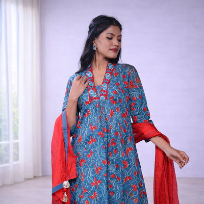 Anupriya Blue All Over Print Cotton Kurta for Women | Casual & Ethnic Wear