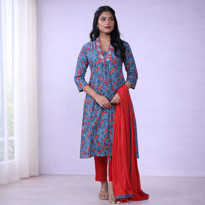 Anupriya Blue All Over Print Cotton Kurta for Women | Casual & Ethnic Wear