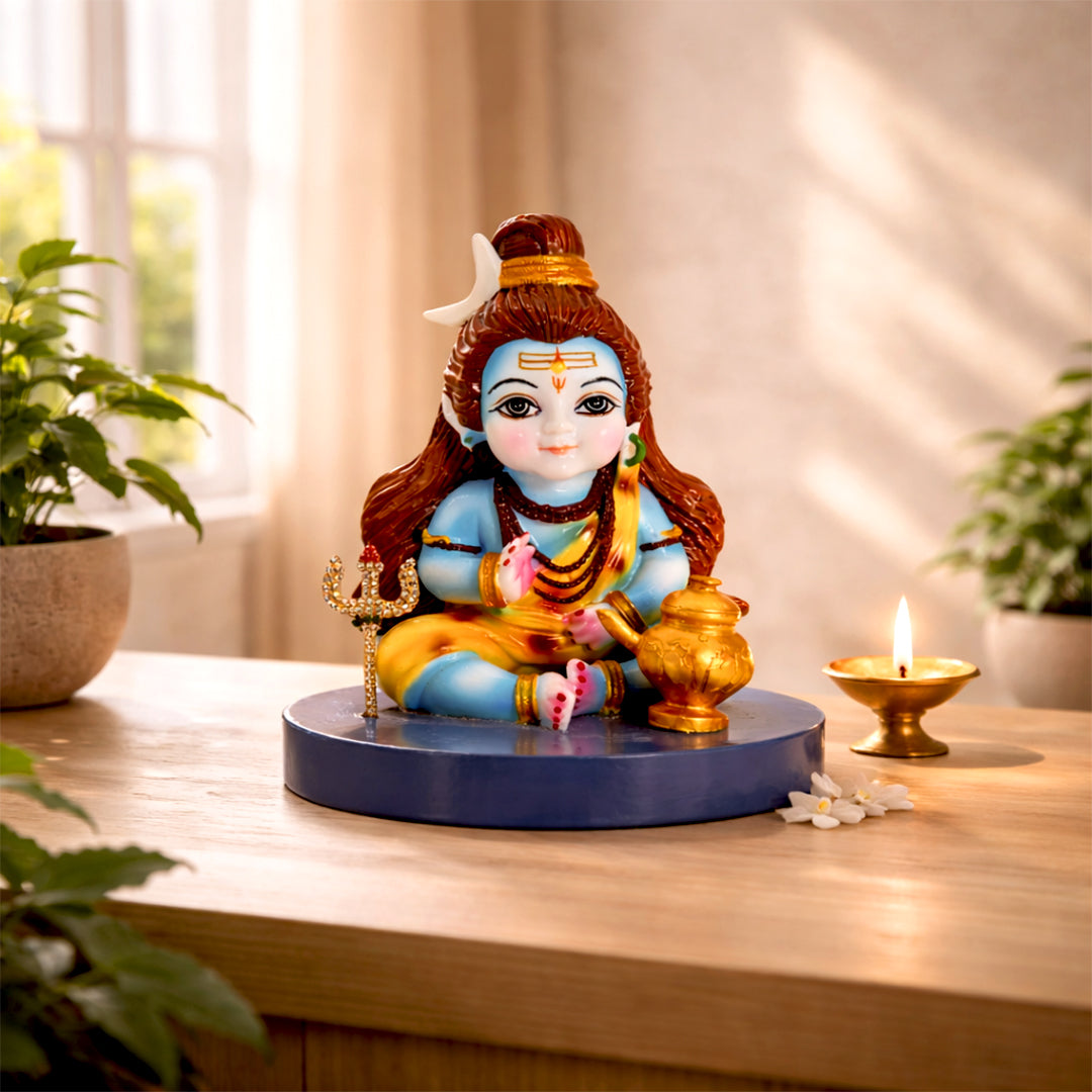 Bal Shiv – The Adorable Form of Mahadev in  Blue Marble Elegance