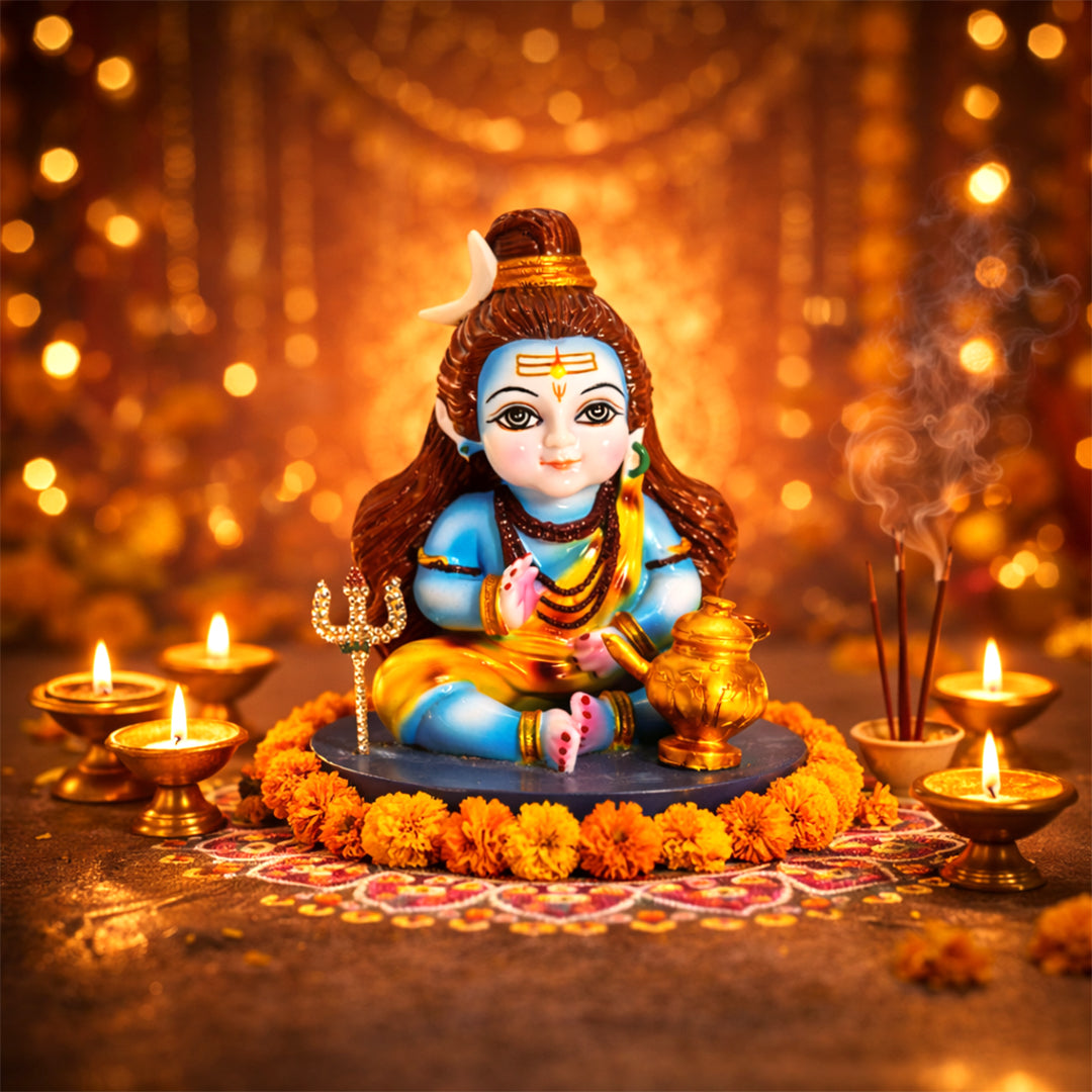 Bal Shiv – The Adorable Form of Mahadev in  Blue Marble Elegance