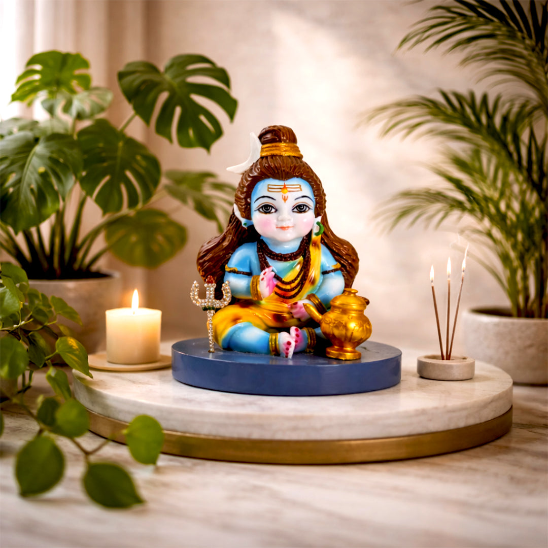 Bal Shiv – The Adorable Form of Mahadev in  Blue Marble Elegance
