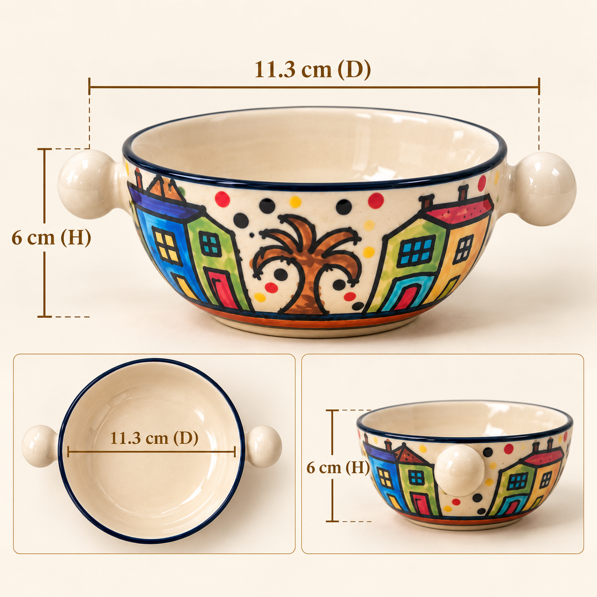 Handcrafted Ceramic Serving Bowl with Side Handles