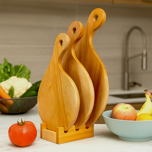 Chop Champ Cutting Board Set with Wooden Stand