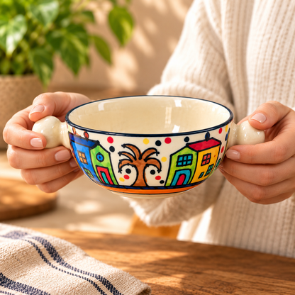 Handcrafted Ceramic Serving Bowl with Side Handles