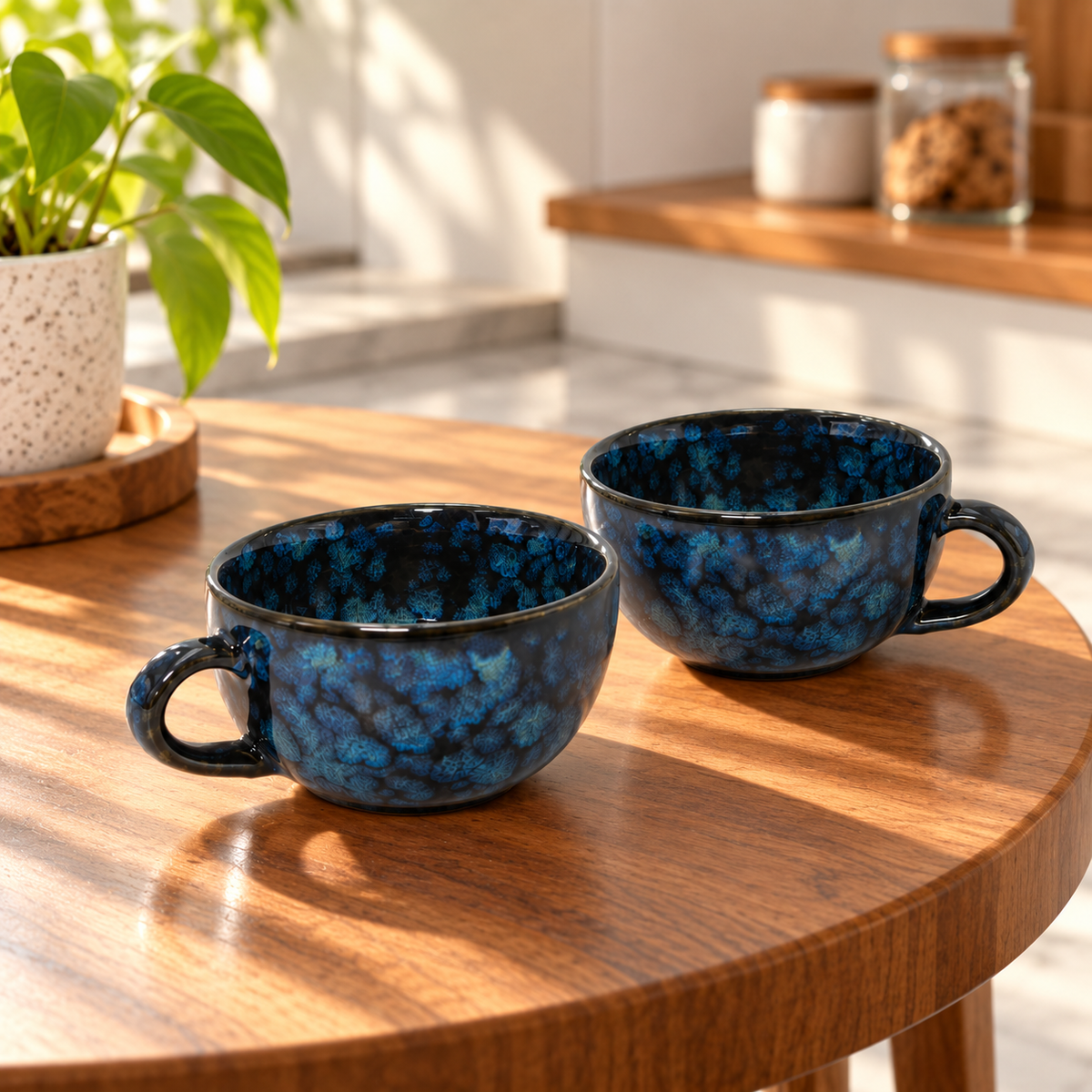 Handcrafted Ceramic Tea Cup in Deep Blue