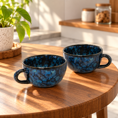 Handcrafted Ceramic Tea Cup in Deep Blue