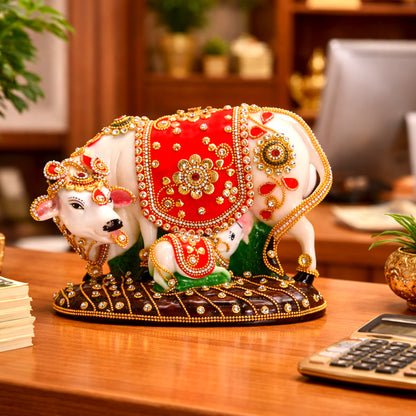 Kamadhenu & Calf – The Bejeweled Divine Cow of Prosperity and Blessings