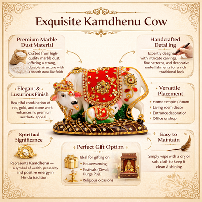 Kamadhenu & Calf – The Bejeweled Divine Cow of Prosperity and Blessings
