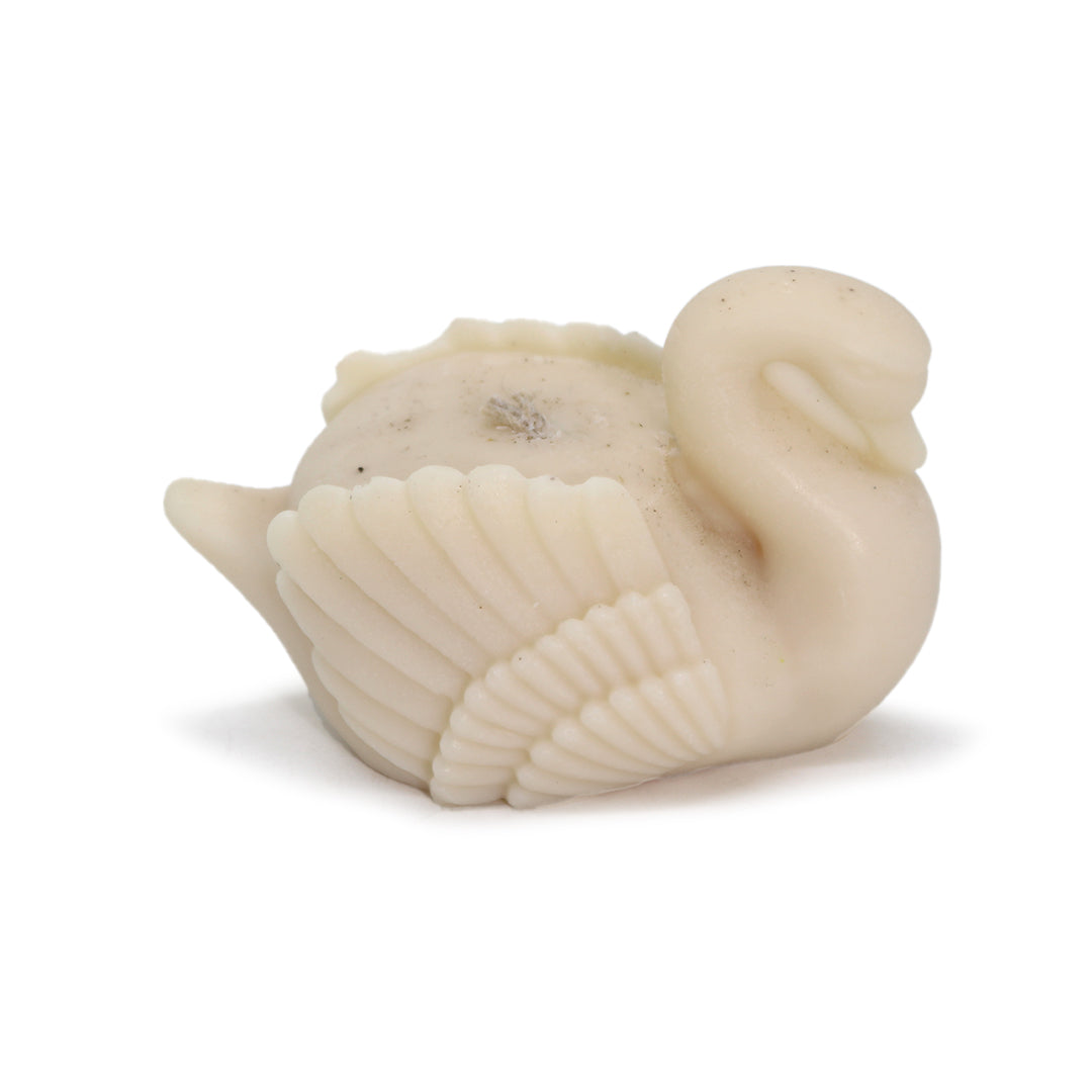 artkart Elegant Earthen Beauty Graceful Swan Candles - Side View of white color artkart Elegant Earthen Beauty Graceful Swan Candles