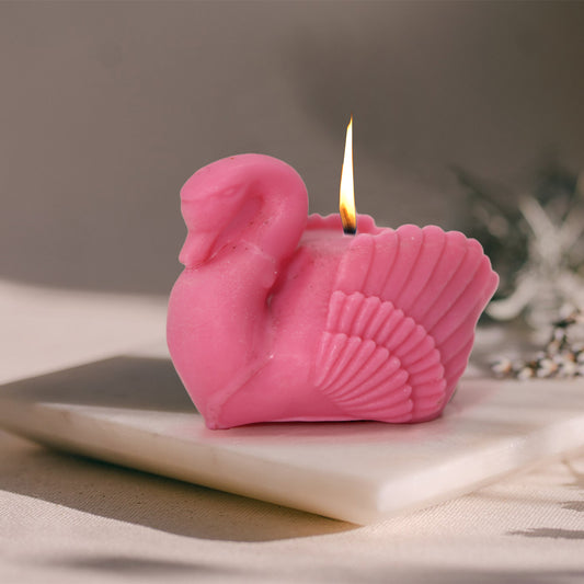 artkart Elegant Earthen Beauty Graceful Swan Candles - Lifestyle Image of Pink Color artkart Elegant Earthen Beauty Graceful Swan Candles