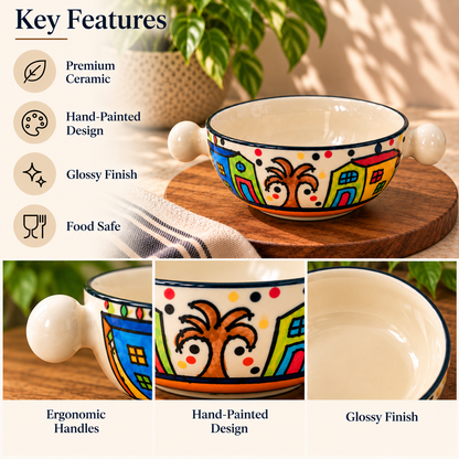 Handcrafted Ceramic Serving Bowl with Side Handles