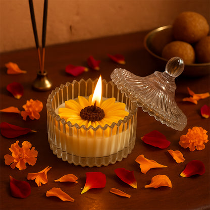 Royal Daisy Scented Candle - Lifestyle Image of Royal Daisy scented candle 