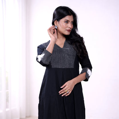 Black Cotton Slub Kurta for Women | Casual & Office Wear