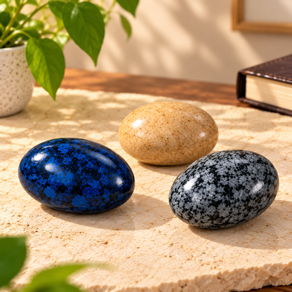 Decorative Ceramic Stone Pebbles – Set of 3 Textured Accent Stones