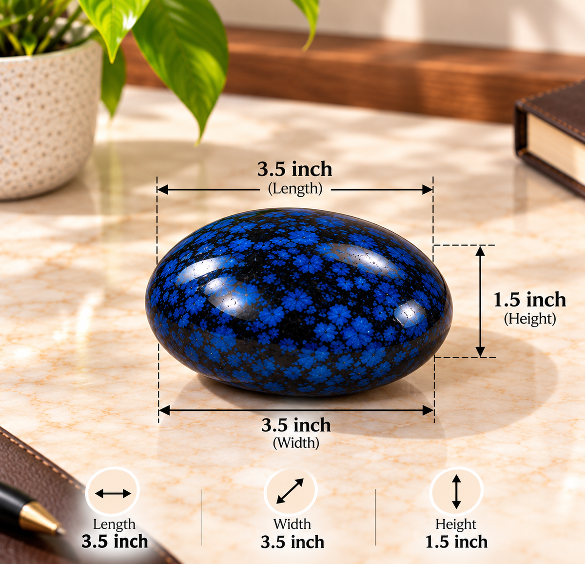 Decorative Ceramic Stone Pebbles – Set of 3 Textured Accent Stones