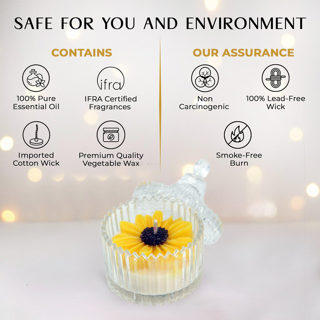 Royal Daisy Scented Candle - Image Containing Product Features