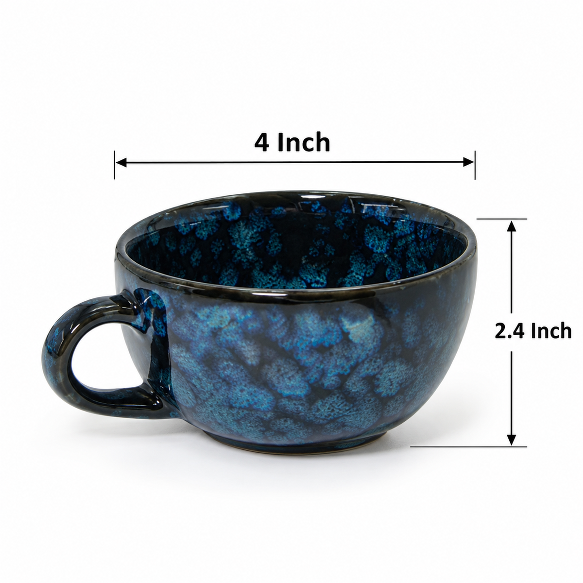 Handcrafted Ceramic Tea Cup in Deep Blue