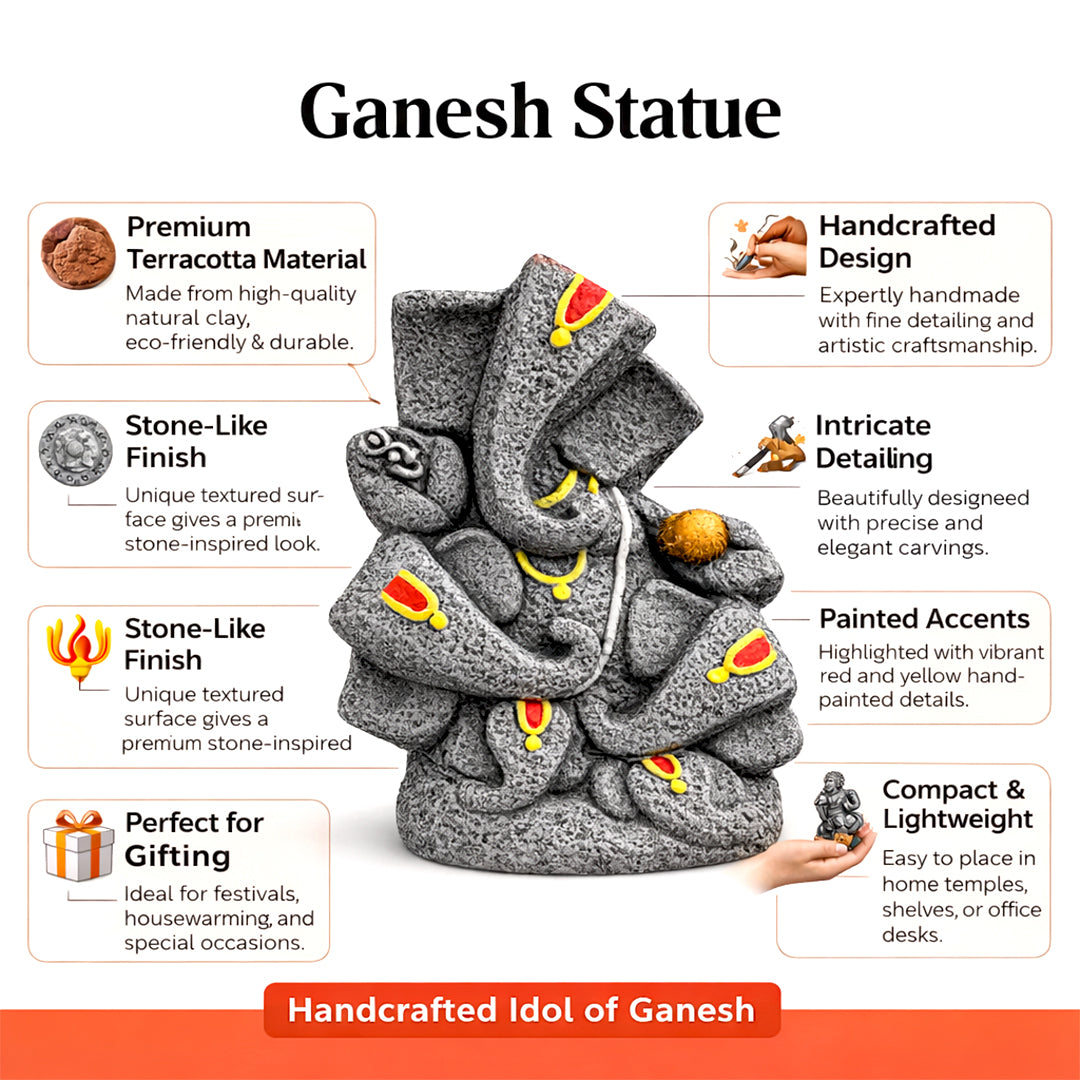 Handcrafted Panchmukhi Ganesh Idol I Decorative Vastu Showpiece | Spiritual Gift for Housewarming, Office & Festivals, Use