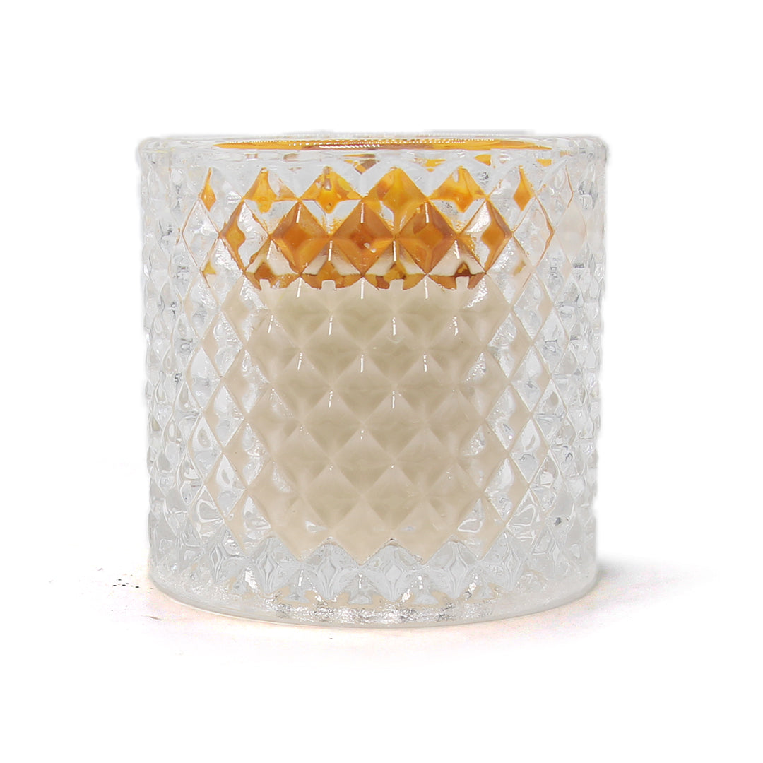 artkart Elegant Earthen Beauty Candles - Side View of artkart Elegant Earthen Beauty Candles with Flower in it