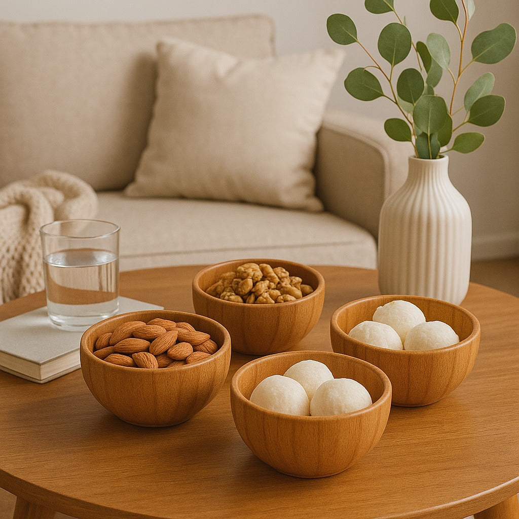 Snazzy Scoops Bowl - Lifestyle Image of Snazzy Scoops Bowl with Glass of Water and Book on a Table