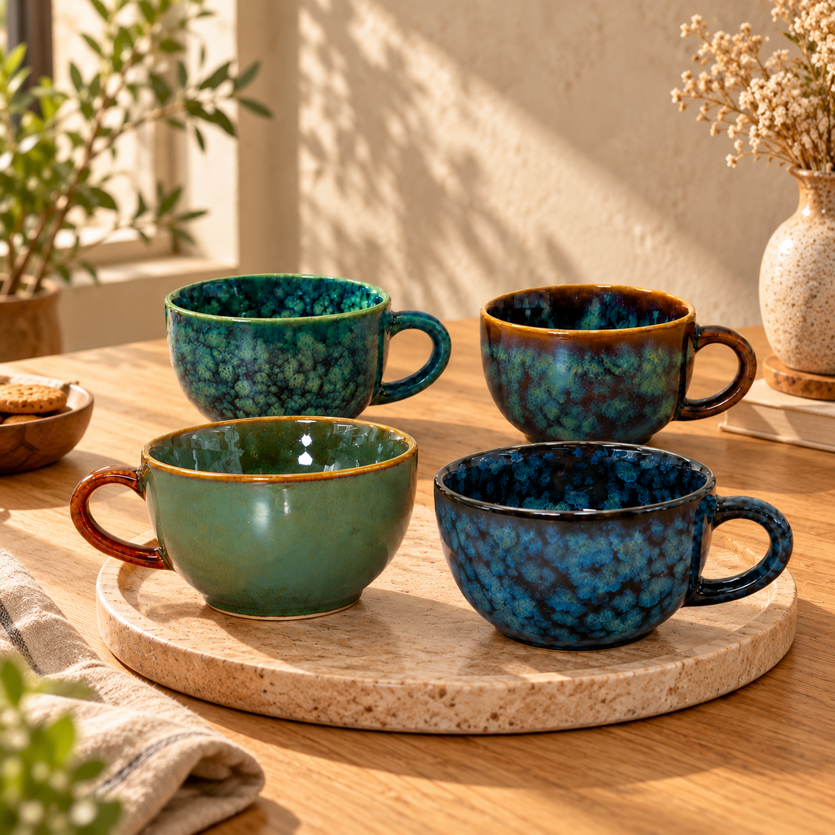 Handcrafted Ceramic Coffee and Tea Cups Set of 4